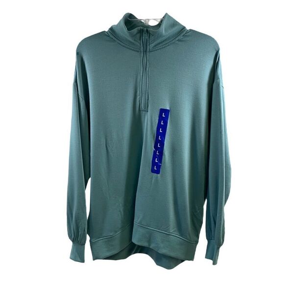 Three Dots Tops - Three Dots Nile Blue 1/4 Zip Top Size L